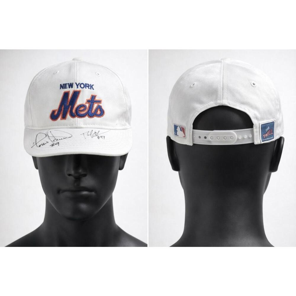 VTG Y2K New York Mets Strapback Hat Men’s Signed Autograph Baseball Cap Twill